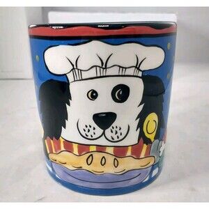 2002 DOGZILLA CANDACE REITER DESIGNS HAND PAINTED COFFEE CUP MUG DOG PUP VINTAGE